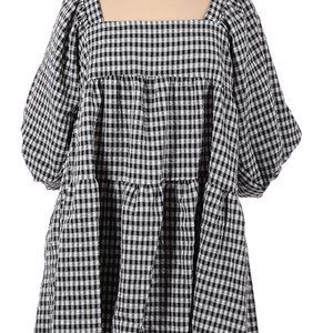 Petal & Pup Sndys Black White Gingham Puff Sleeve Mini Dress